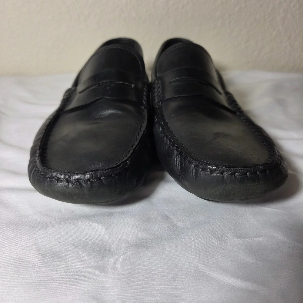 Johnston & Murphy Mens Black Leather Penny Loafer Driving Mocs 59-0365 Size 11M